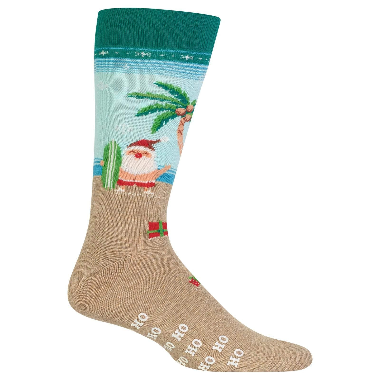 Hot SoxMens Surfing Santa Crew Socks