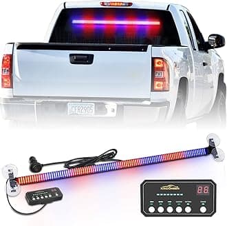 XRIDONSEN 35 inch Traffic Advisor Police Light Bar 144 LED Red Blue Police Lights Emergency Strobe Warning Flashing Safety Interior Windshield w/Directional Arrow for Law Enforcement Vehicles Trucks