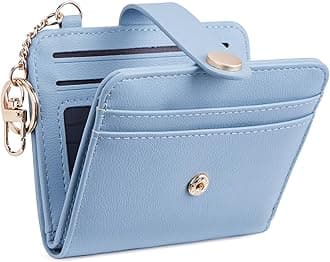 POIUGOYA Slim Wallet for Women, RFID Blocking Credit Card Holder with Coin Pocket, ID Window and Key Chain