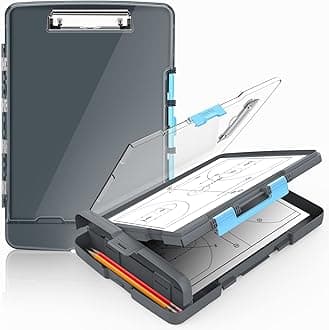 Sooez Original Clipboard with 2 Storage & Pen Holder, Heavy Duty Clip Boards 8.5x11 with Dual Storage, Clearview Dry Erase Coach Clipboard with Real Hinge, High Capacity, School & Office Supplies