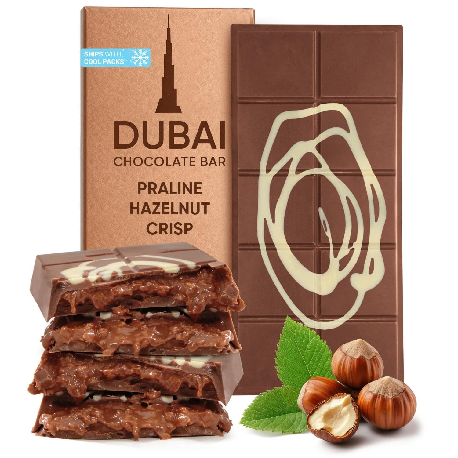 Dubai Chocolate Bar -  Hazelnut Praline Crisp