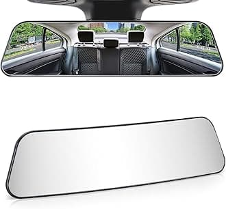 Rearview Mirror, 12 Inch Panoramic Interior Clip-on Wide Angle Convex Universal Rear View Mirror to Reduce Blind Spot Effectively for More Car SUV Trucks -Clear