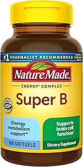 Nature Made Super B Complex Vitamins for Women and Men, Dietary Supplement for Energy Metabolism Support, Super Vitamin B Complex, 160 Softgels, 160 Day Supply