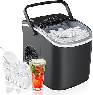 22 lbs/24H Countertop Ice Maker Machine,One-Button Operation,9 Bullet-Shaped Ice in 6 Min, Auto-Cleaning