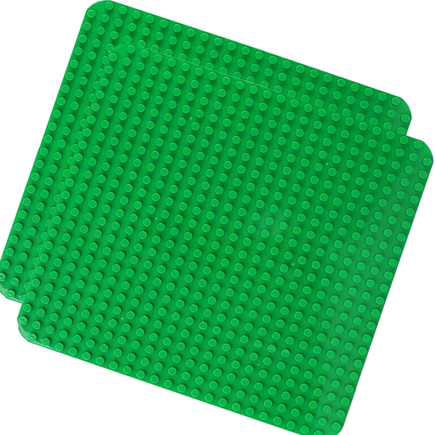 2 Large Building Plates Compatible with Lego Duplo Plates, 38.4 x 38.4 cm, Classic Base Plate with 24 x 24 Nubs for Duplo Stones, Construction Toy for Toddlers, Girls and Boys, Green