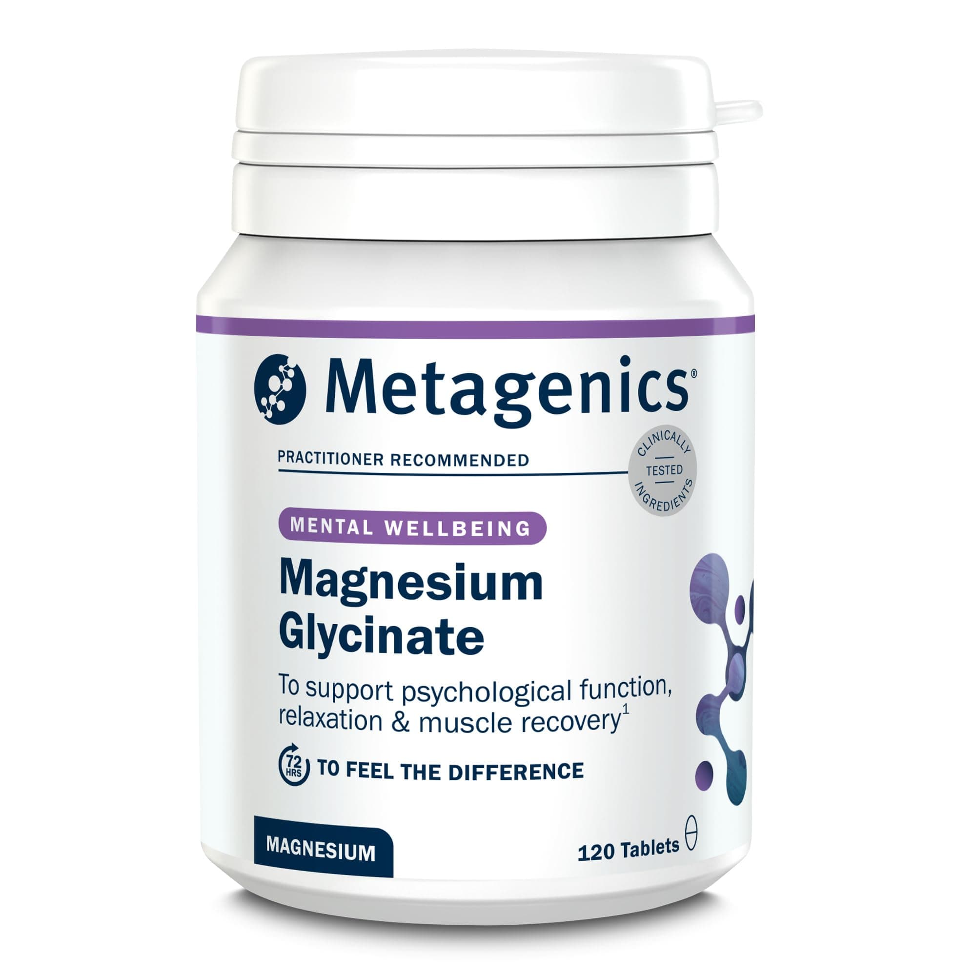Magnesium Glycinate 100mg – High Strength Supplement - Supports Energy Metabolism & Nervous System Function – 120 Tablets