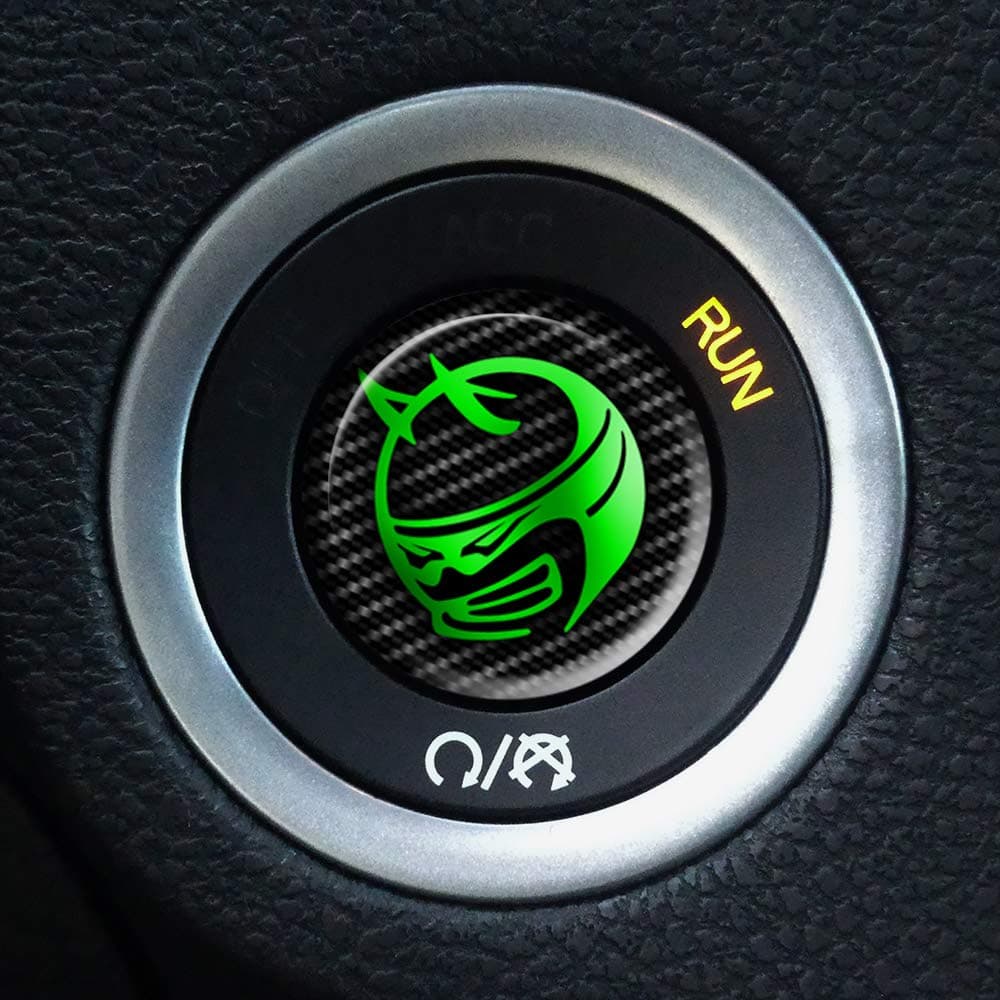 Scat Pack Horn Bee Head - Carbon Style for Dodge Charger and Challenger Scat Pack Ignition Button Overlay Push Start Stop Domed Decal Sticker 15