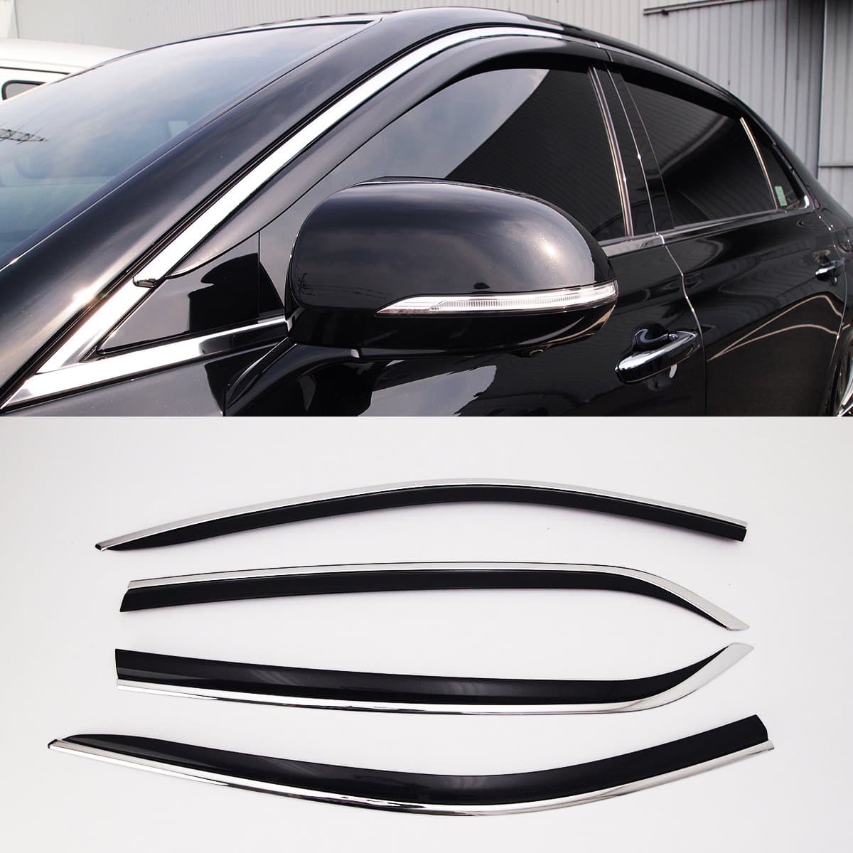 LIGHTKOREA Premium Luxury Chrome Smoke Window Raid Sun Visor 4P Fits Hyundai Genesis EQ900 G90 2017 2018