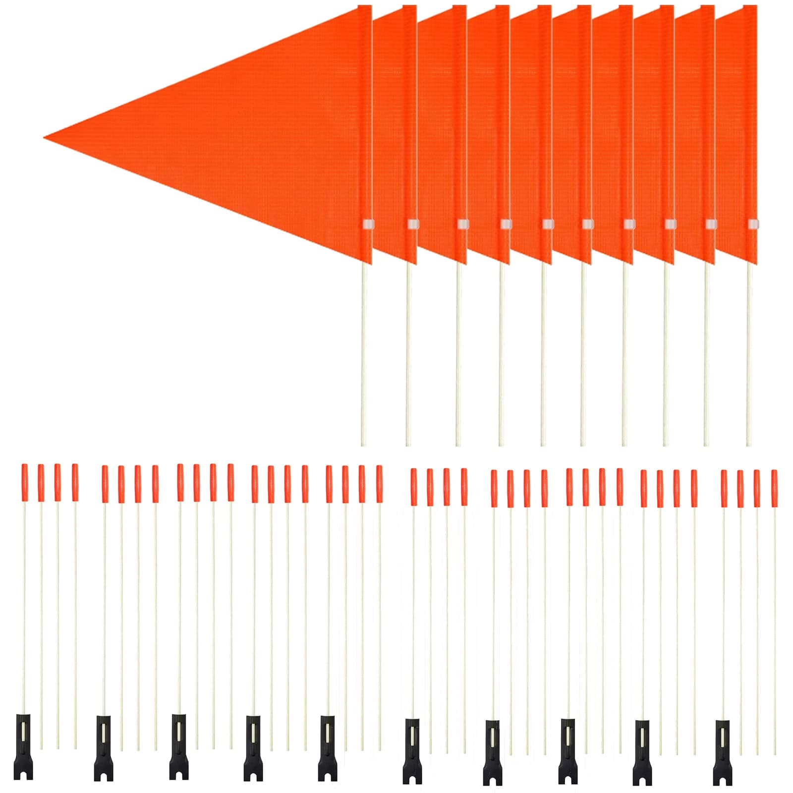 10 Pcs Upgraded Bike Flags with Pole, 6 ft High Visibility Orange with heavy Duty Fiberglass Flag Pole