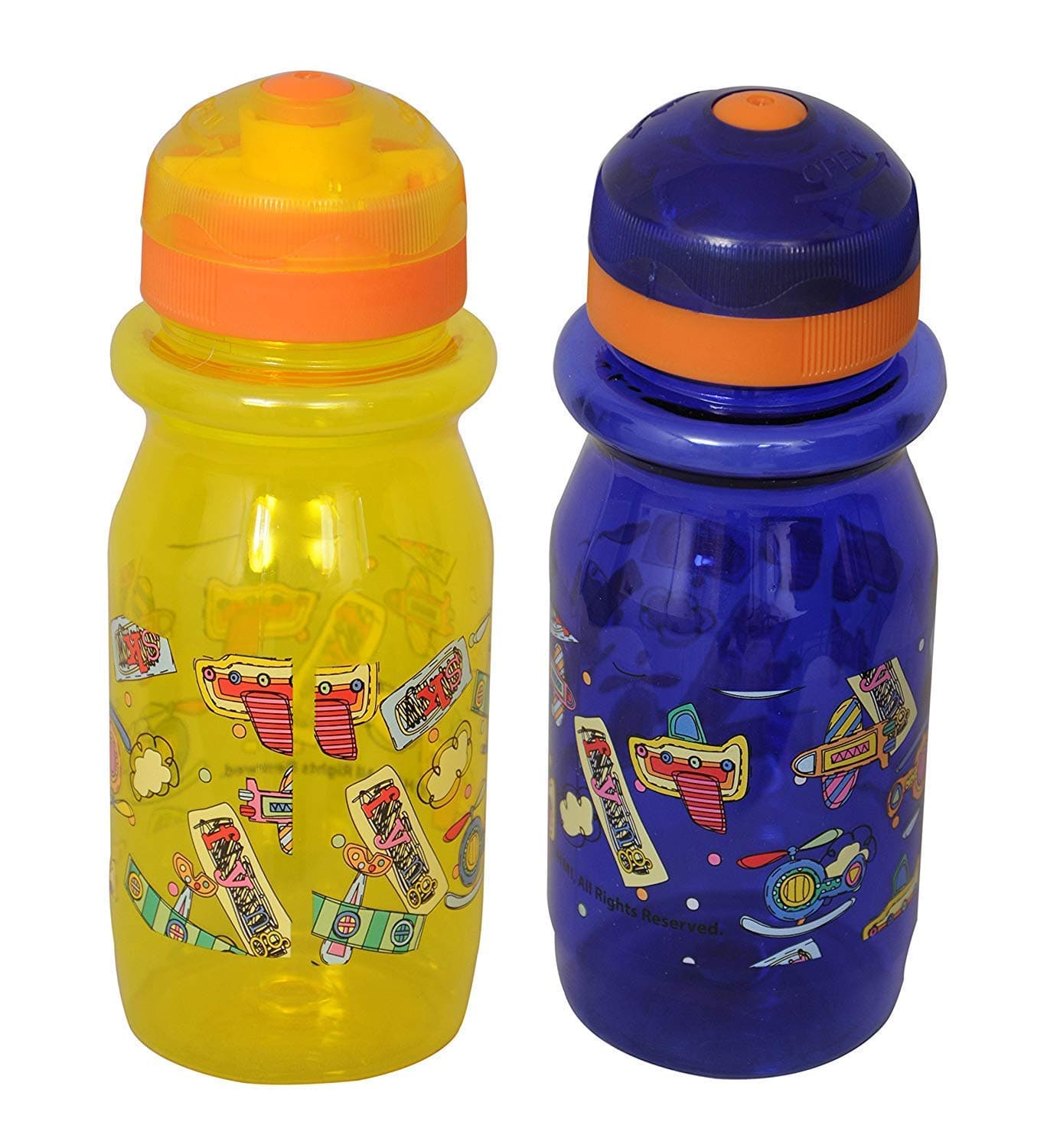 HMI High Quality Kids Water Bottle, 500 ml, Set of 2, Yellow & Blue