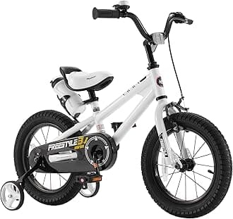Royalbaby Kids Bike Boys Girls Freestyle Bicycle 12 14 16 Inch with Training Wheels, 16 18 20 with Kickstand Child's Bike, Blue Red White Pink Green Orange