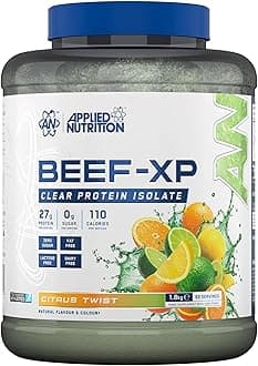 Applied Nutrition Beef XP - Clear Hydrolysed Protein Isolate, Fruit Juice Style, Dairy Free Beef Protein Powder, Lactose Free, Zero Sugar, Low Fat (1.8 Kg, Citrus Twist)