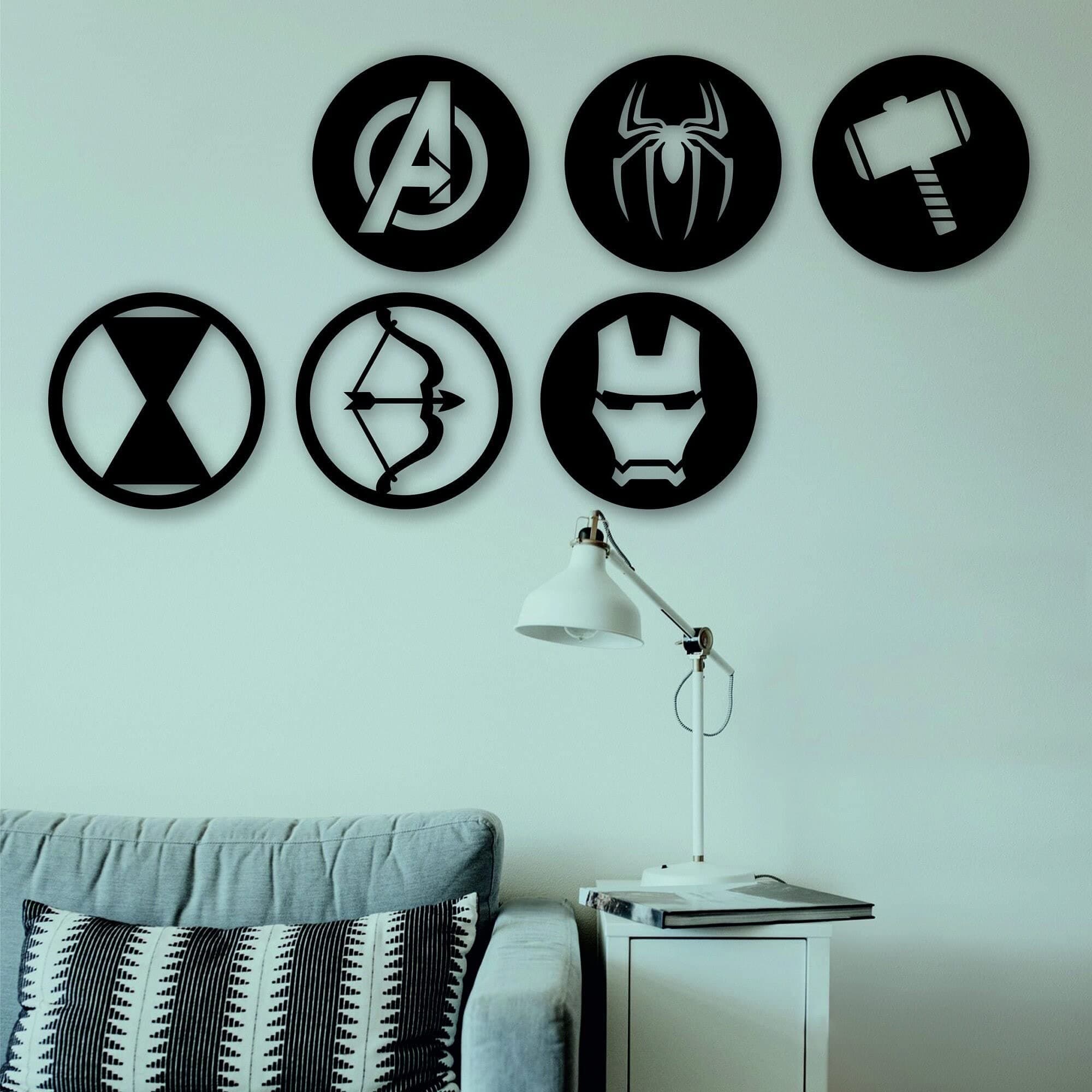 Triad basics Wooden Wall Hanging Decor Combo Pack - Set of 2 MDF Art Pieces | Painted Finish | 4mm Thickness | Home Décor for Living Room, Bedroom | Elegant and Versatile (Avengers 2)