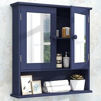 Taohfe Bathroom Cabinet Wall Mounted with Mirror Blue¡­