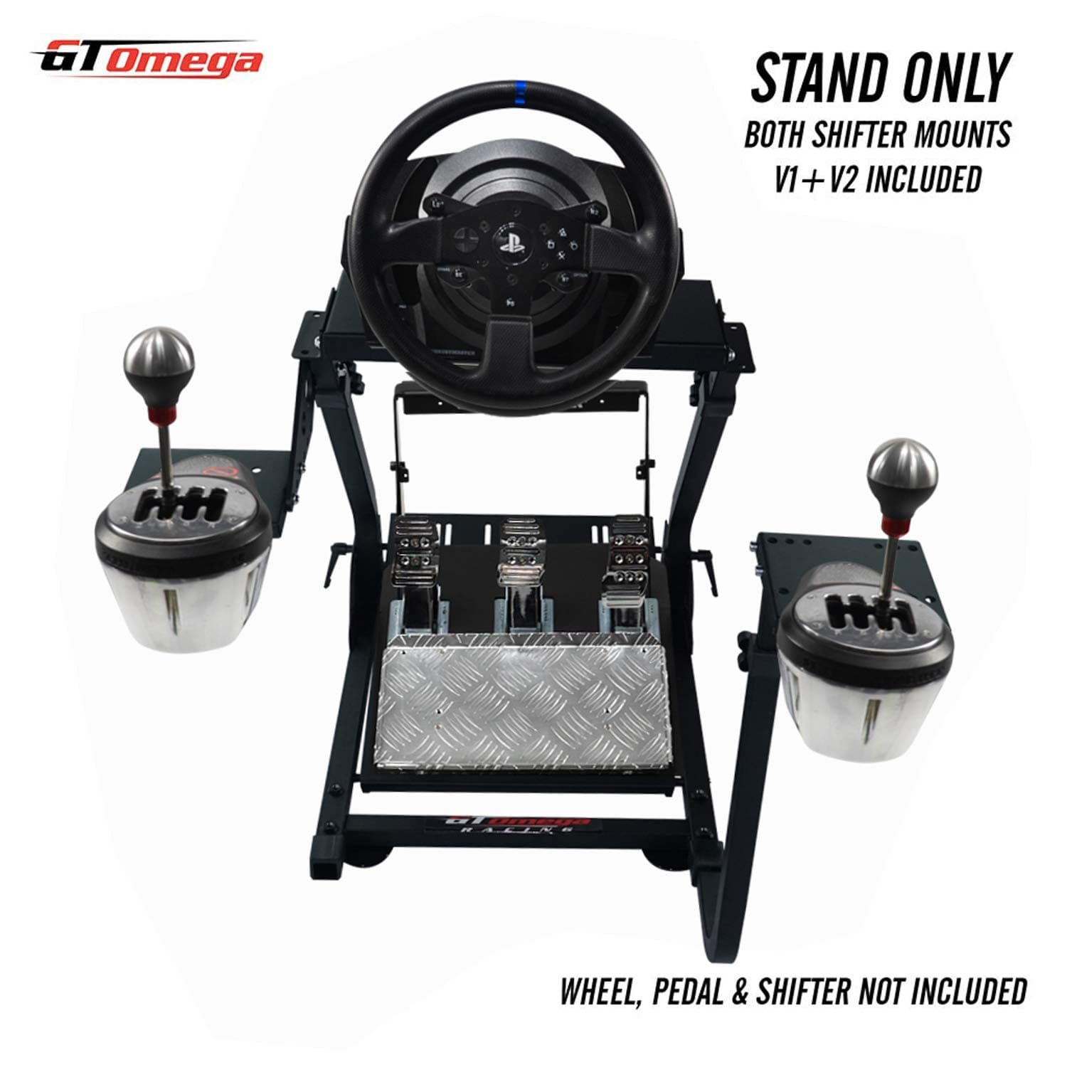 GT Omega Racing Wheel Stand for Thrustmaster T300 RS Force Feedback Steering Wheel & Pedals - Playstation 4 Fanatec Clubsport Xbox PC - Tilt-Adjustable to Ultimate Gaming Console Experience