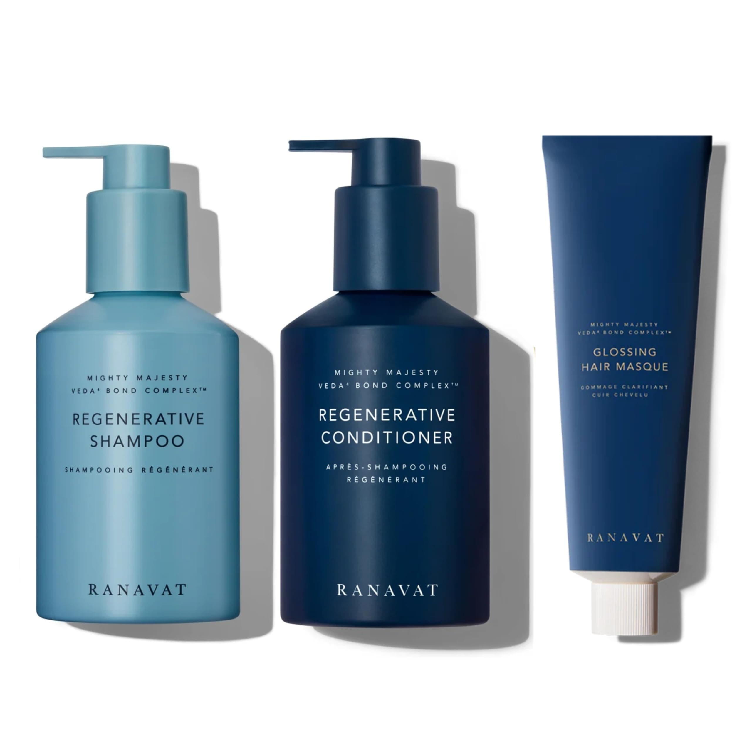 RANAVAT Regenerative Hair Care Bundle - Mend Breakage & Split Ends with Bond Strengthening Ayurvedic Shampoo, Conditioner & Glossing Hair Mask - 3 Piece