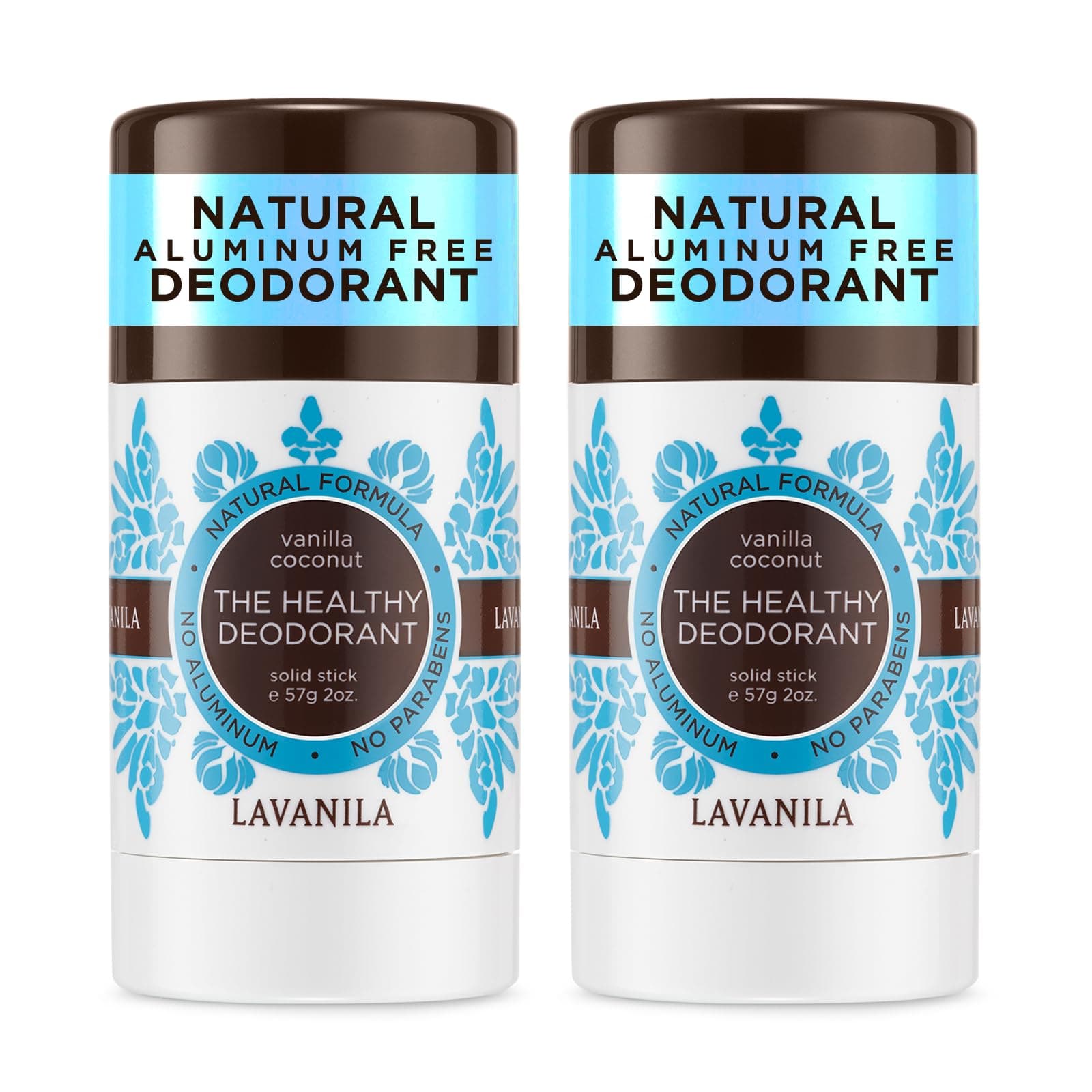 Vanilla Coconut Deodorant for Women 2-Pack (2 Oz Each) - Natural Aluminum Free Solid Stick Deodorant, Made In USA, Vegan