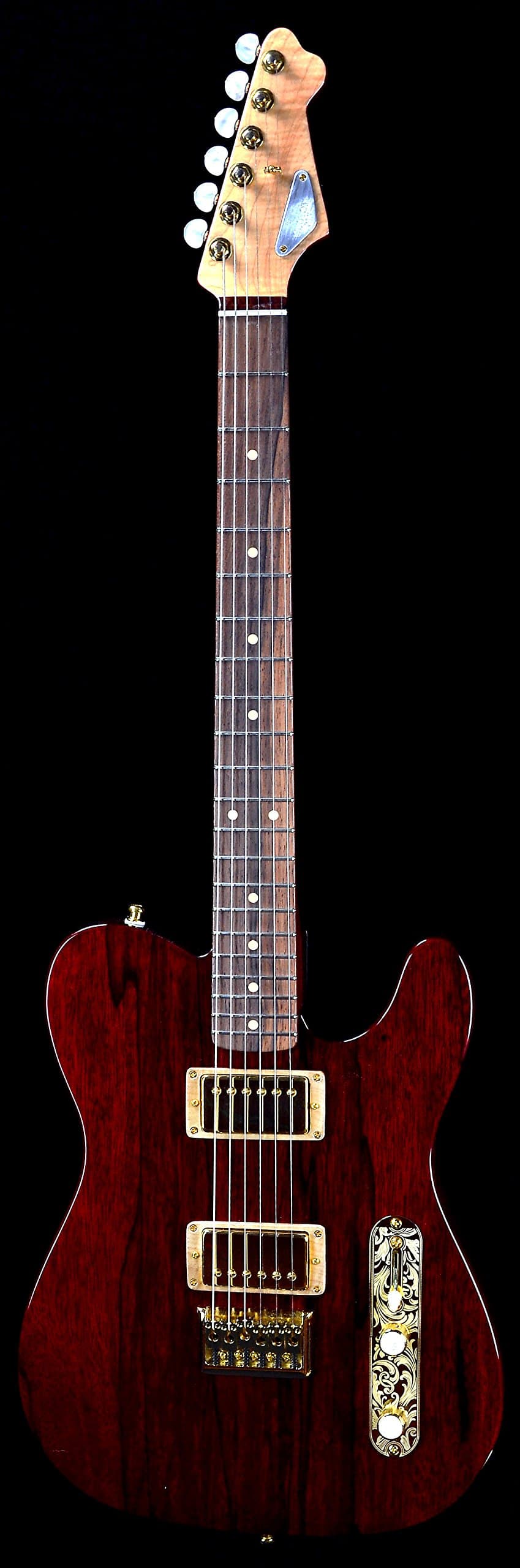 RH Custom No. 015 "Red Hot T" Hand Made Black African Limba Electric Guitar