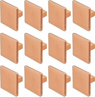 Decoranddecor Calla Square Cabinet Knob Door Pull Handle Kitchen Cupboard Furniture Drawer (12 Pack, Matt Rose)