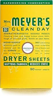 CLEAN DAY Dryer Sheets, Fabric Softener, Reduces Static, Infused with Essential Oils, Honeysuckle, 80 Count