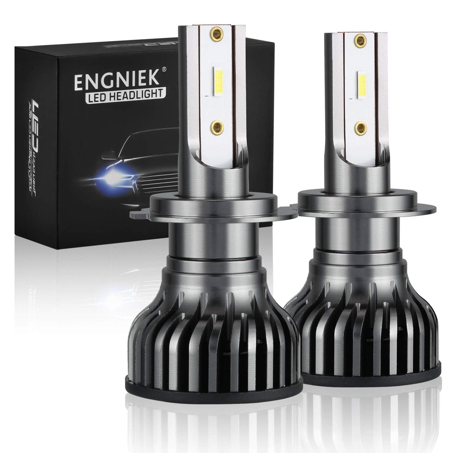 H7 LED Headlight Bulbs Pure White Bright High Low Beam Conversion Kit 40W 9800Lm 6000K, 2 Pack