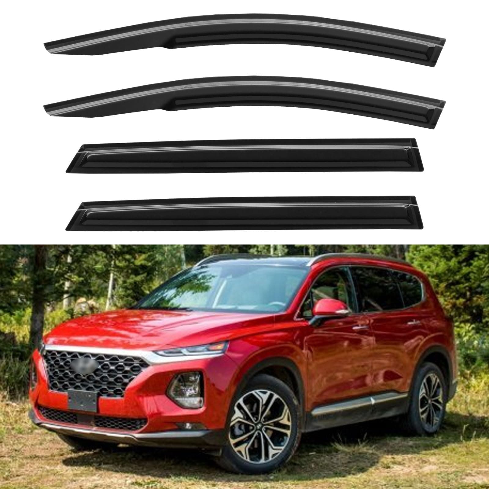 Window Visors Rain Guards for 2019 2020 2021 2022 2023 Hyundai Santa Fe, Out-Channel Window Wind Deflectors Vent Shades for 19 20 21 22 23 Santa Fe