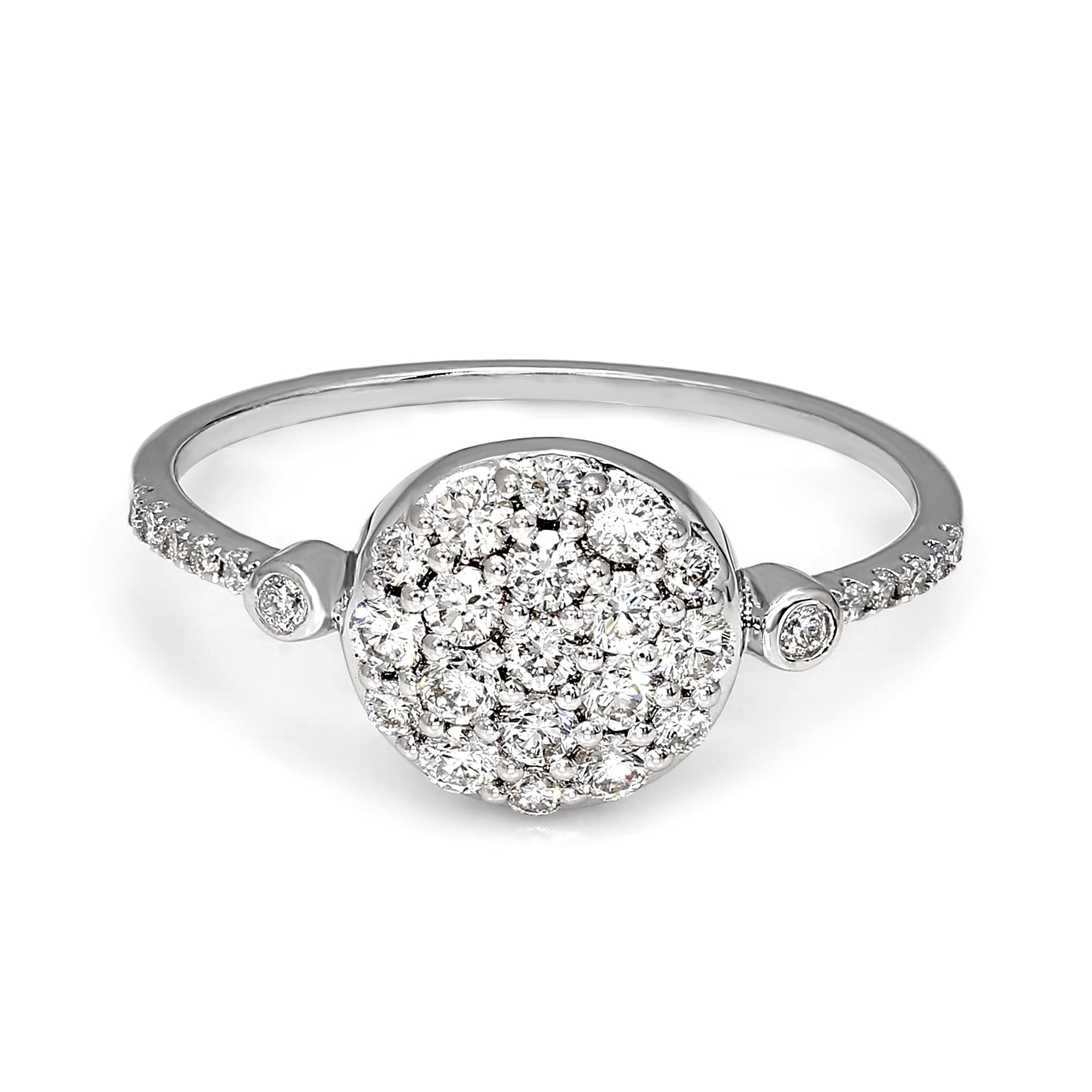 IGI Certified Lab Grown Diamond Ring 10K White Gold 1/2 carat Lab Created Diamond Cluster Engagement Ring For Women (1/2 CTTW, GH Color, SI1 Clarity Diamond Jewelry For Women,Size- 7)