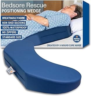 Bedsore Rescue Positioning Pillow Wedge - Tailbone, Sacrum, Buttocks, Standard Size 100-250bs - Hypoallergenic + Moisture Proof - Non-Slip Turning Wedge - Medical Grade Hospital to Home - Made in USA
