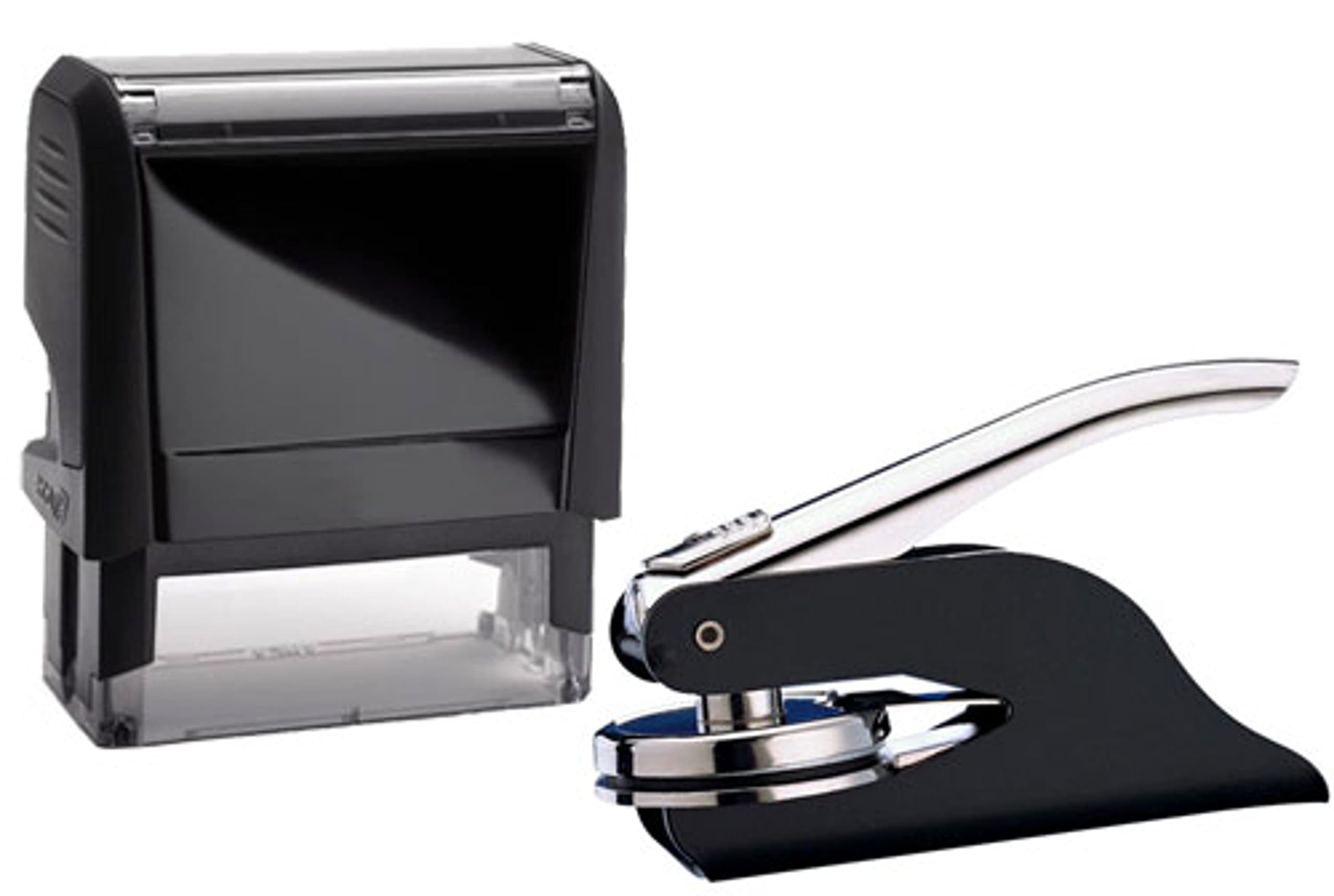 New Jersey Notary Stamp & Seal Embosser Value Package | Self Inking Black Rectangle Stamp and Black Seal Embosser