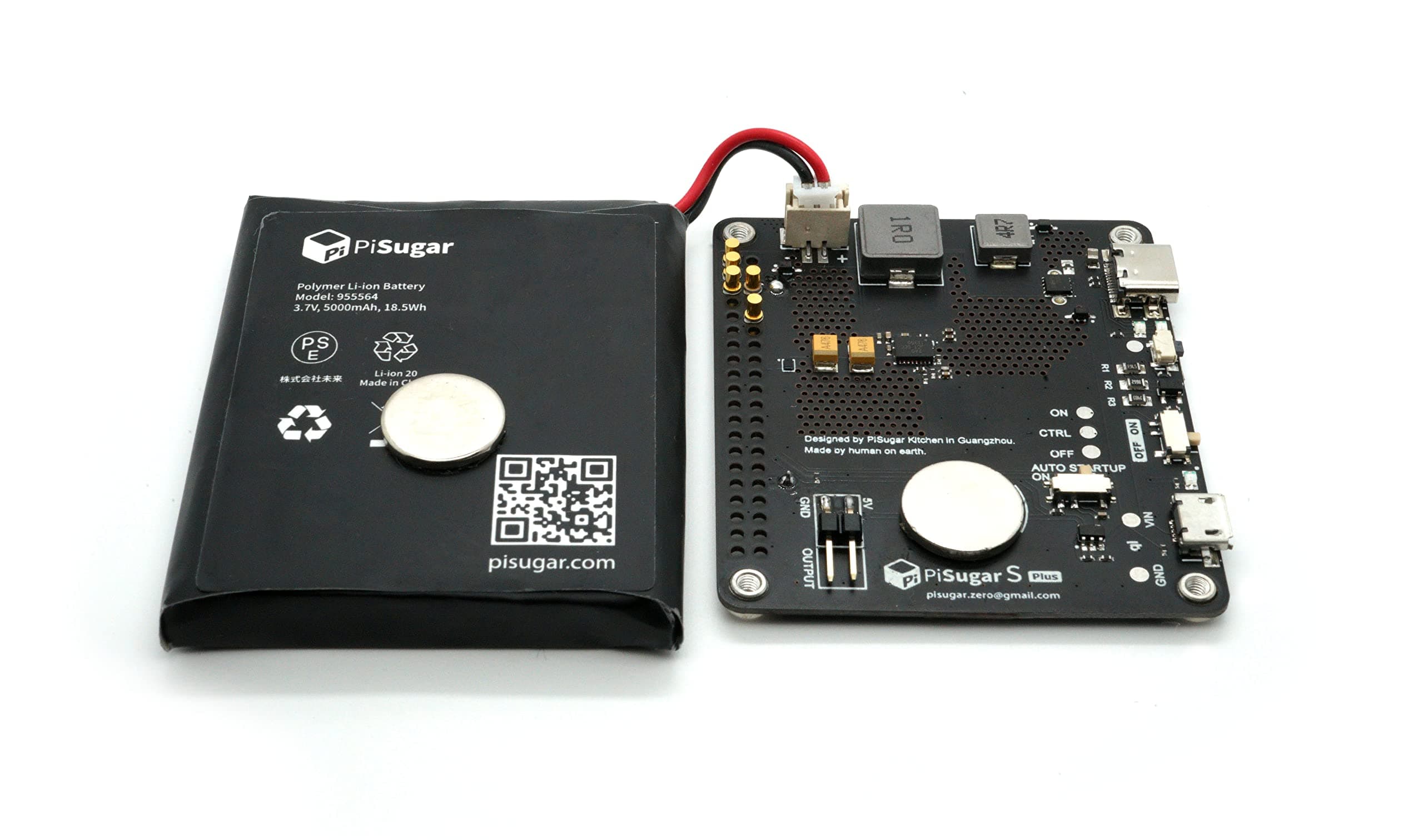 PiSugar S Plus Portable 5000 mAh UPS Lithium Battery Power Module Platform for Every Raspberry Pi 3B/3B+/4B Model Accessories Handhold (Not Included Pi)