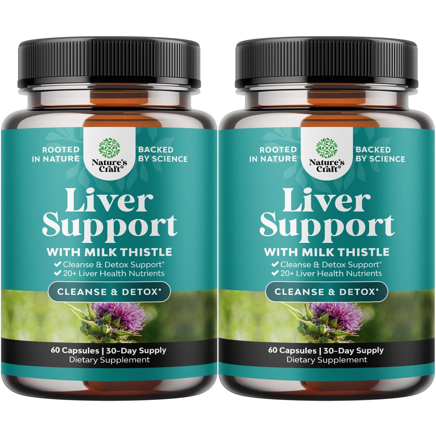 Liver Cleanse Detox & Repair 2 Pack Bundle - Herbal Liver Support Milk Thistle Supplement - Silymarin Milk Thistle Supplements with Dandelion Root, Choline, Beetroot & Artichoke Extract
