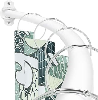 Mcrbeay Curved Shower Curtain Rod, Adjustable 40-72 inches Extra Wide Curved Shower Rods for Bathroom, Rust proof Shower Rod, Stainless Steel Curved Curtain Rod for Shower, Bathtub, White