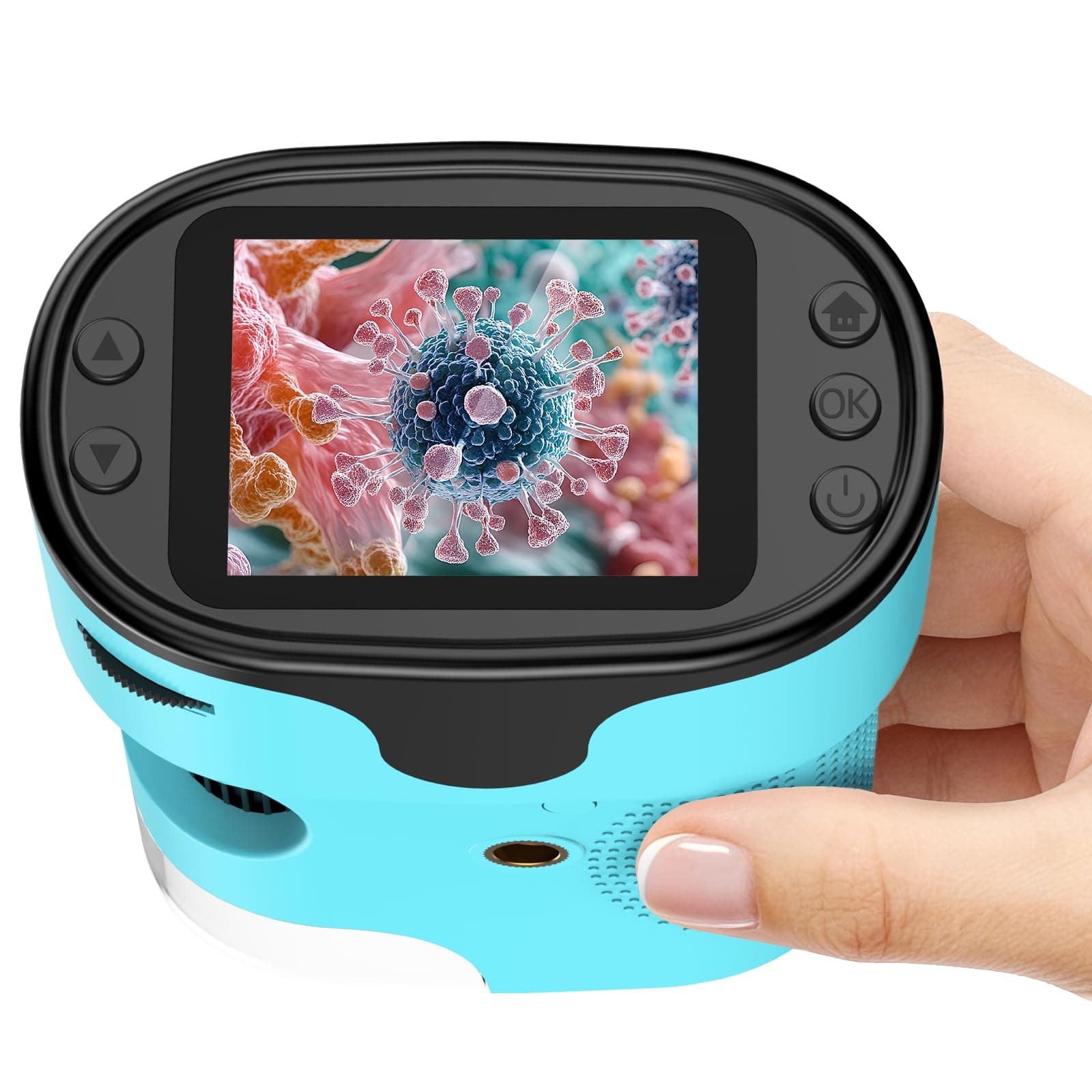 1000X Pocket Microscope for Kids - 4K 2.0" Screen, Digital Mini Scope with Slides Kit, Rechargeable Lab Handheld Portable Microscopes for Kids 4-12 Students Teens