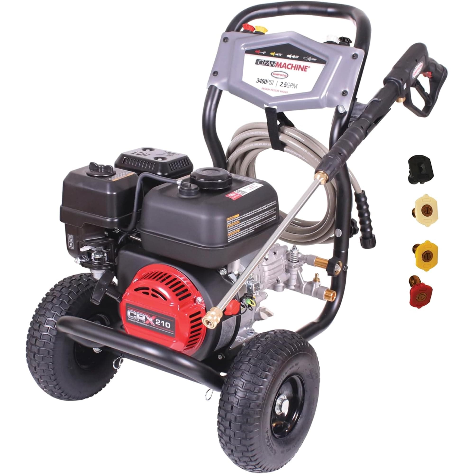 3400 PSI Gas Pressure Washer, 2.5 GPM Residential Power Washer, Cold Water, 25' Hose, Clean Machine, 49-State Compliant (CM61083)