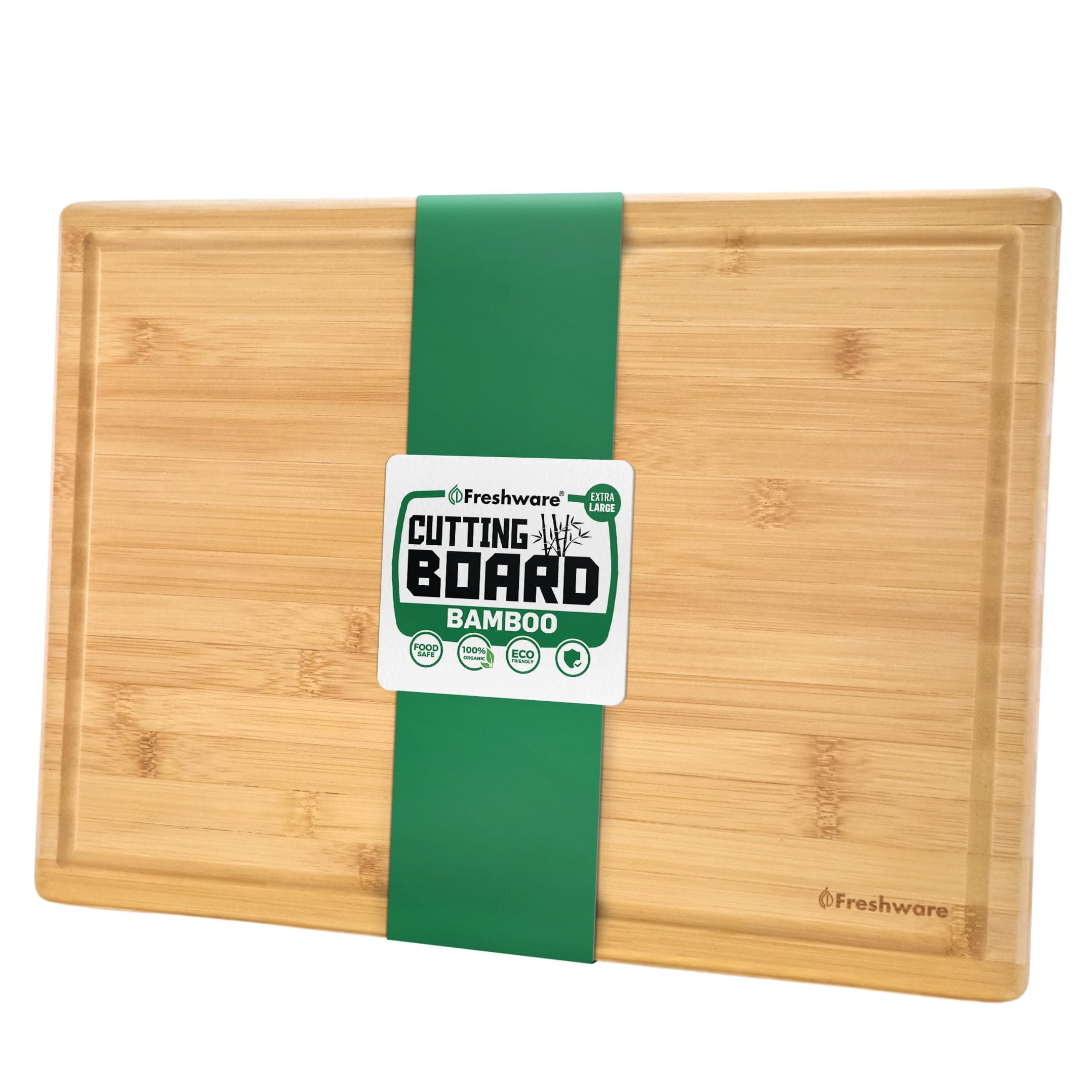 Bamboo Cutting Boards for Kitchen with Juice Groove [Extra-Large] Wood Cutting Board for Chopping Meat, Vegetables, Fruits, Cheese, Knife Friendly Serving Tray with Handles, 18 x 12.5-inch