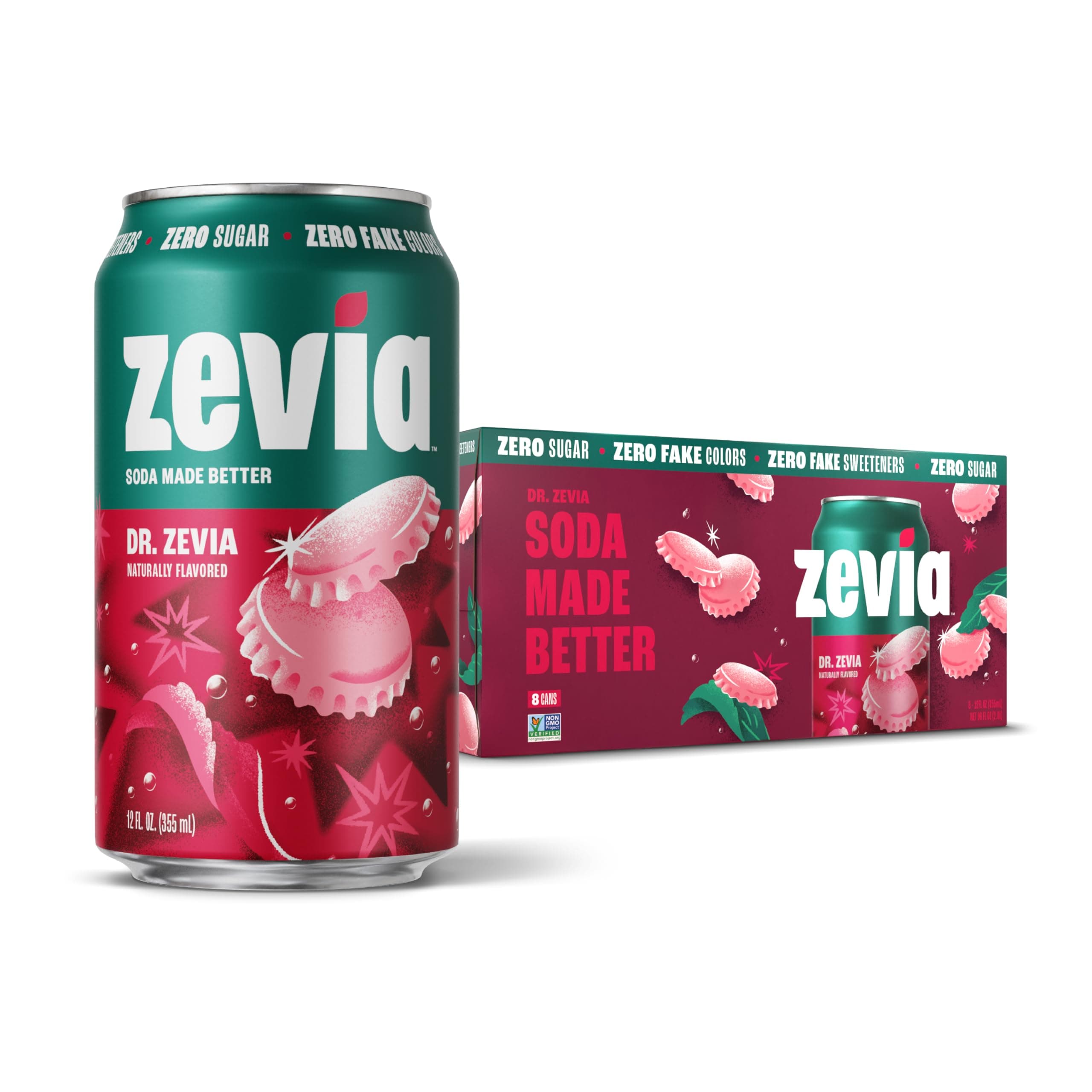 Zero Sugar Soda, Dr Zevia, 12 oz Cans (8-Pack) – Naturally Sweetened, Non-GMO Project Verified, Gluten-Free, Vegan