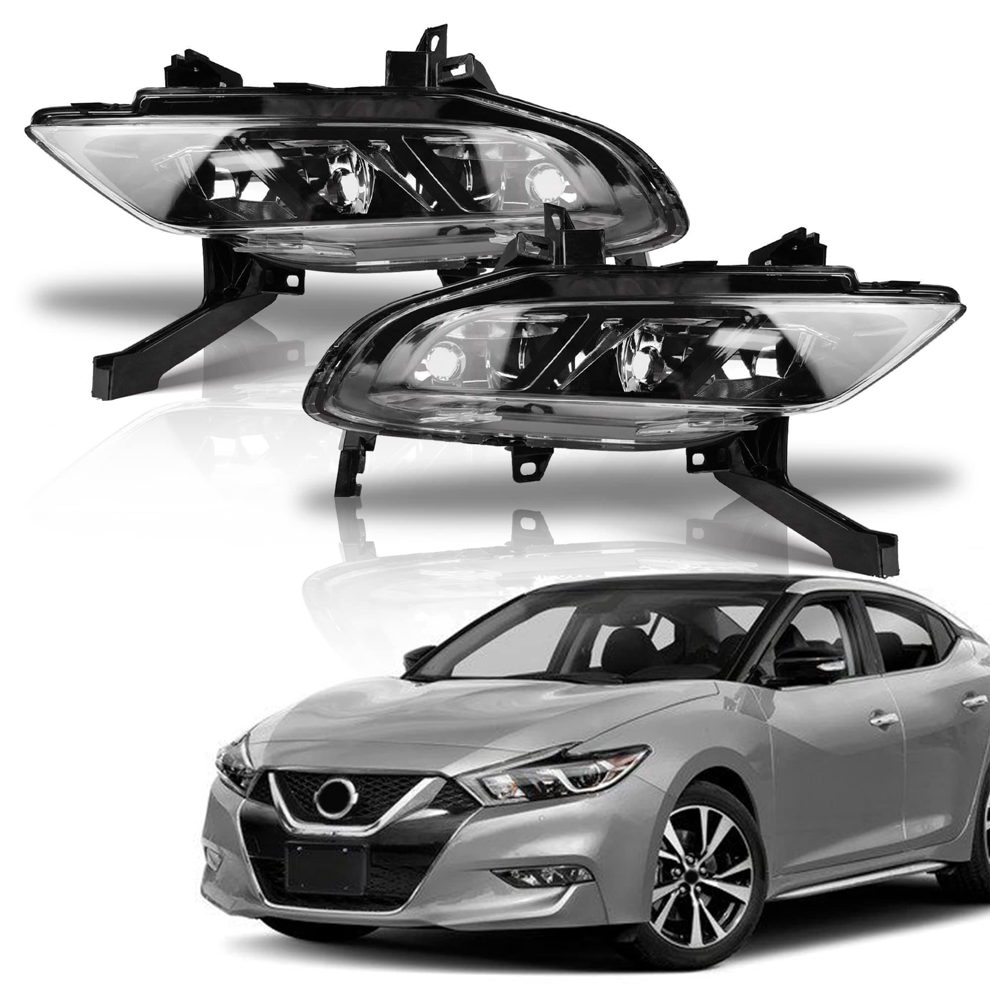 PartsFlow 2PCS Front Fog Light Lamp Left And Right Side For 2016 2017 2018 Nissan Maxima NI2592134 NI2593134