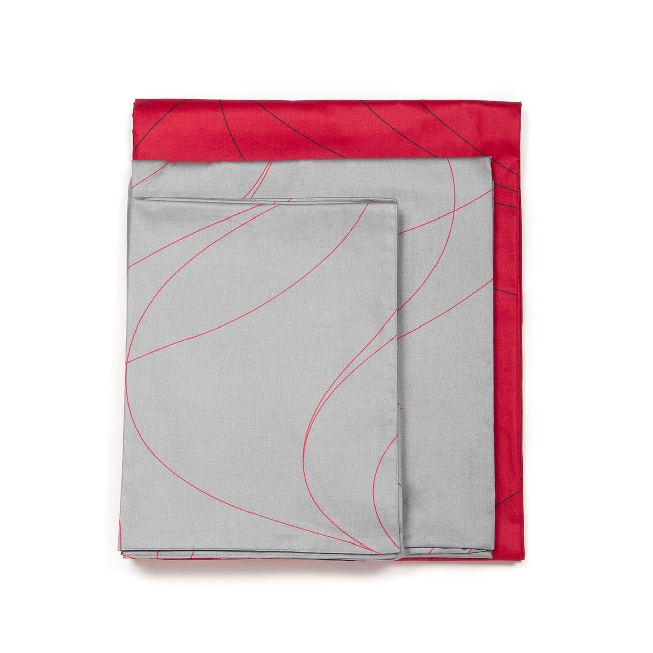 Silver Fern Decor 820TC Modern Red & Gray Swirl Pattern 4 PCS Sheet Set - King