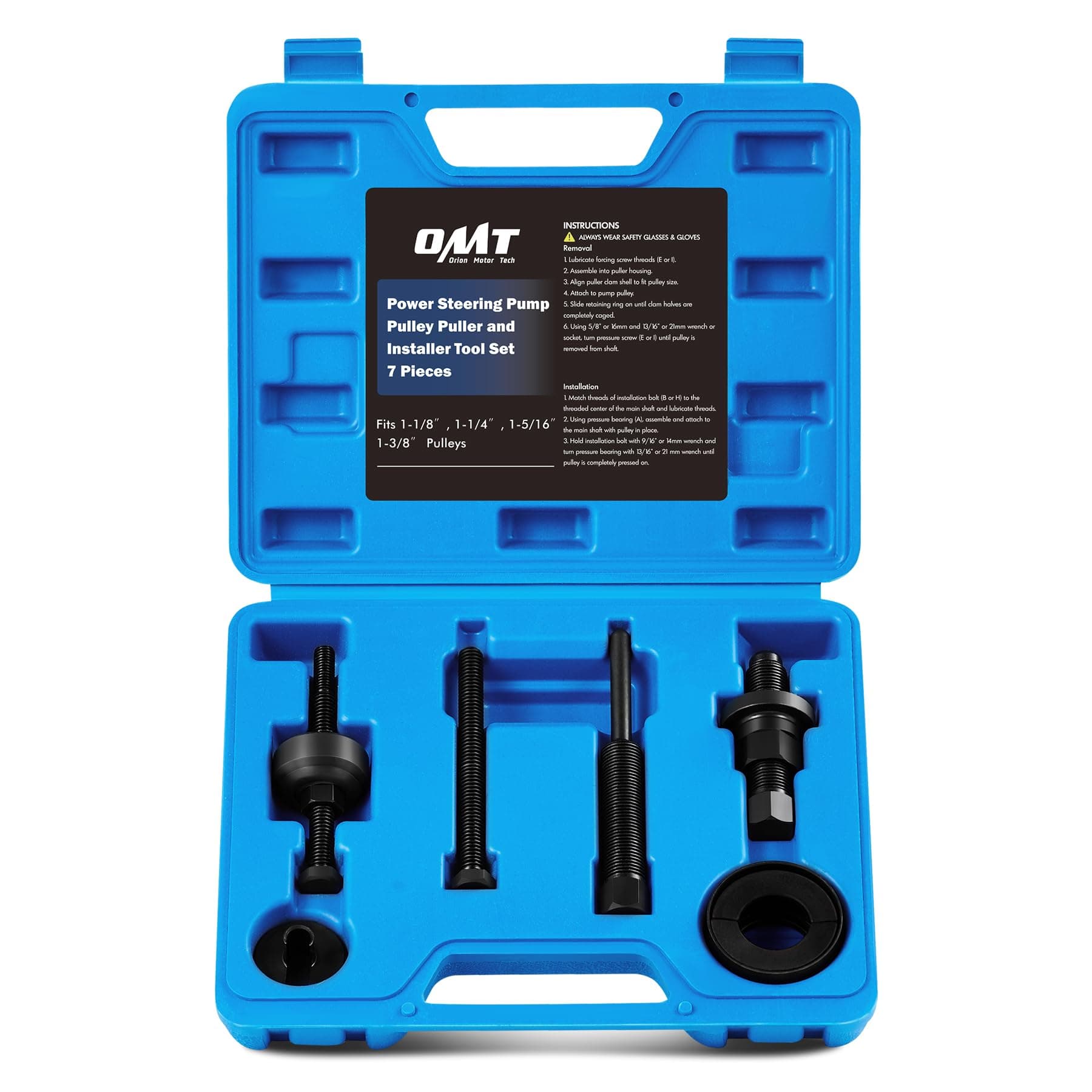 Orion Motor Tech Power Steering Pump Pulley Puller/Installer Tool Set, Pump Pulley Remover Installer Tools Compatible with Ford, GM, and Chrysler Vehicles