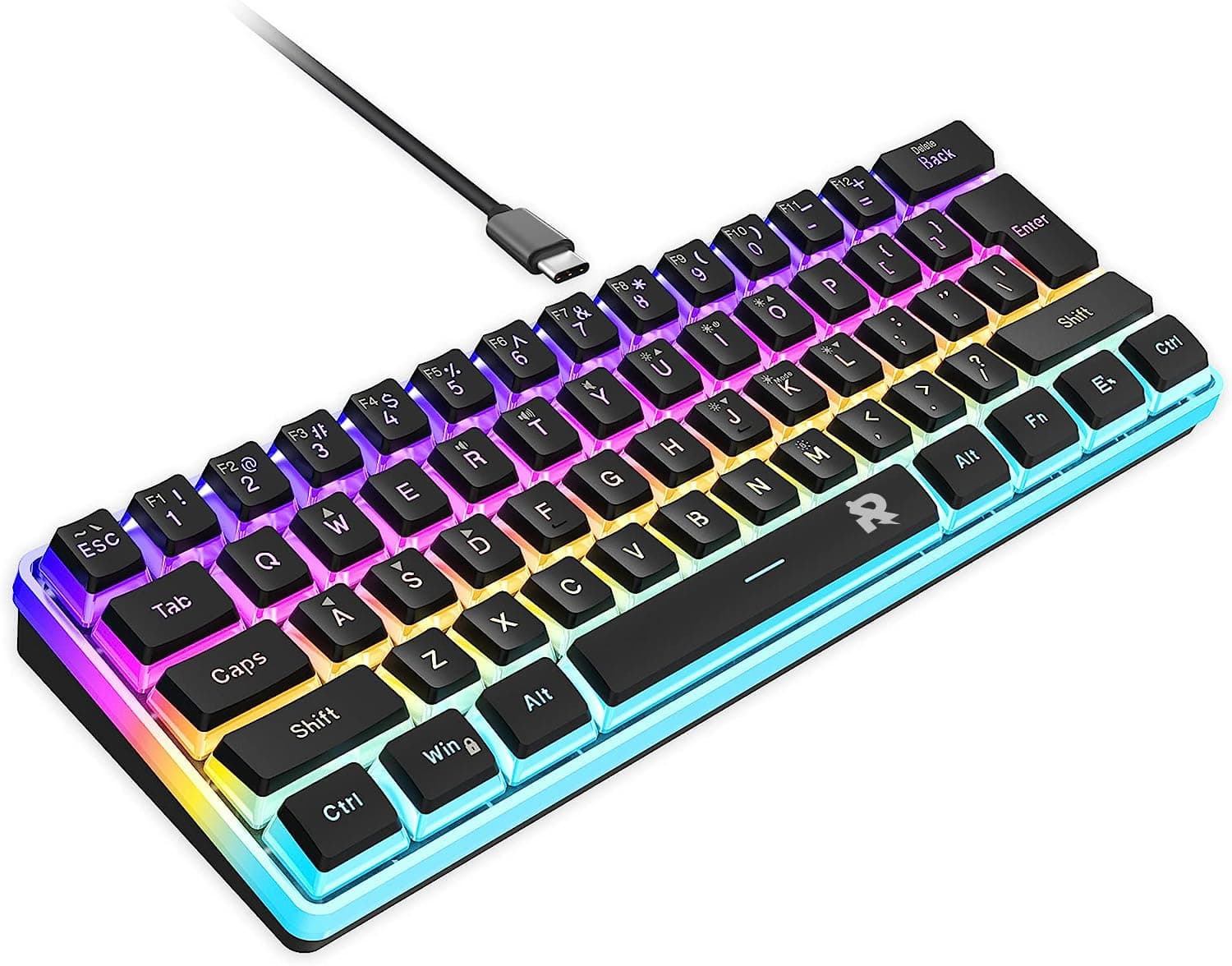 ROCK POW60% Hotswap Mechanical Feeling Gaming Keyboard with PBT Pudding Keycaps,RGB Backlit Wired USB Optical Switches Keyboards Full Keys Programmable for Windows MAC PC Gamers Gateron Optical