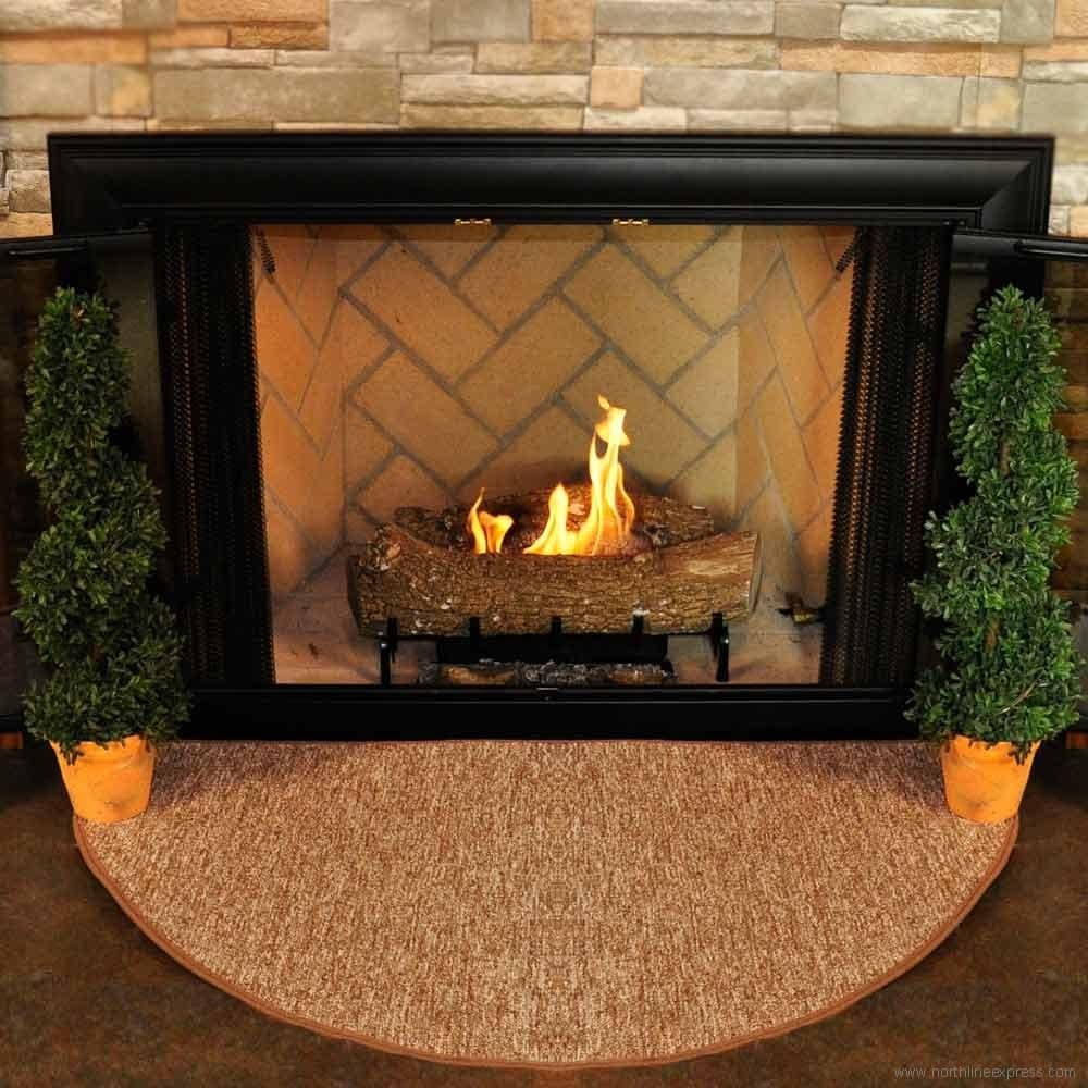 Firewood Olefin/Berber Half Round Hearth Rug - Harvest