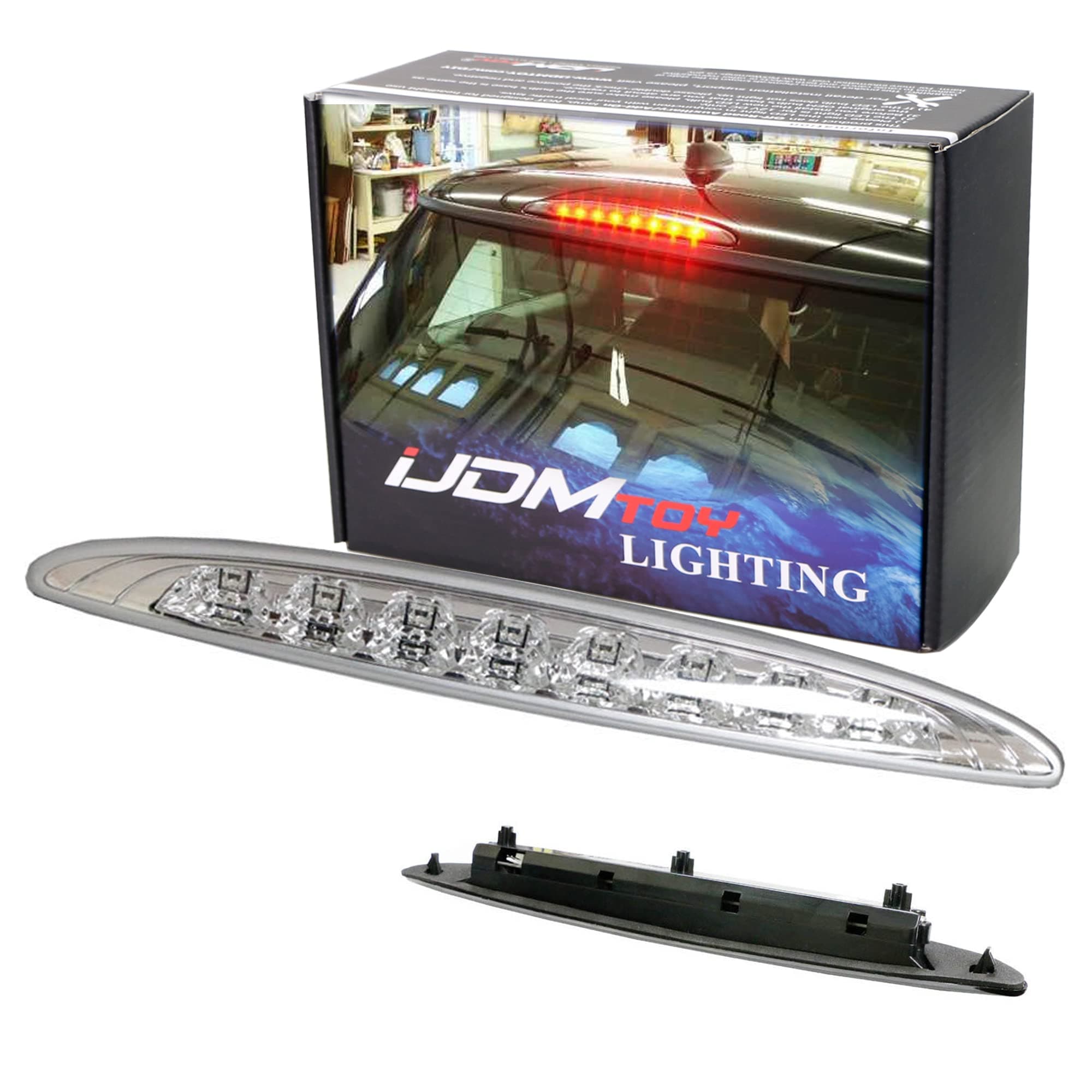 Clear Lens Red LED 3rd Brake Lamp Compatible With 02-06 MINI Cooper R50 R53 1st Gen, OEM Fit High Mount Brake Light Powered by 8 Brilliant Red LED Lights