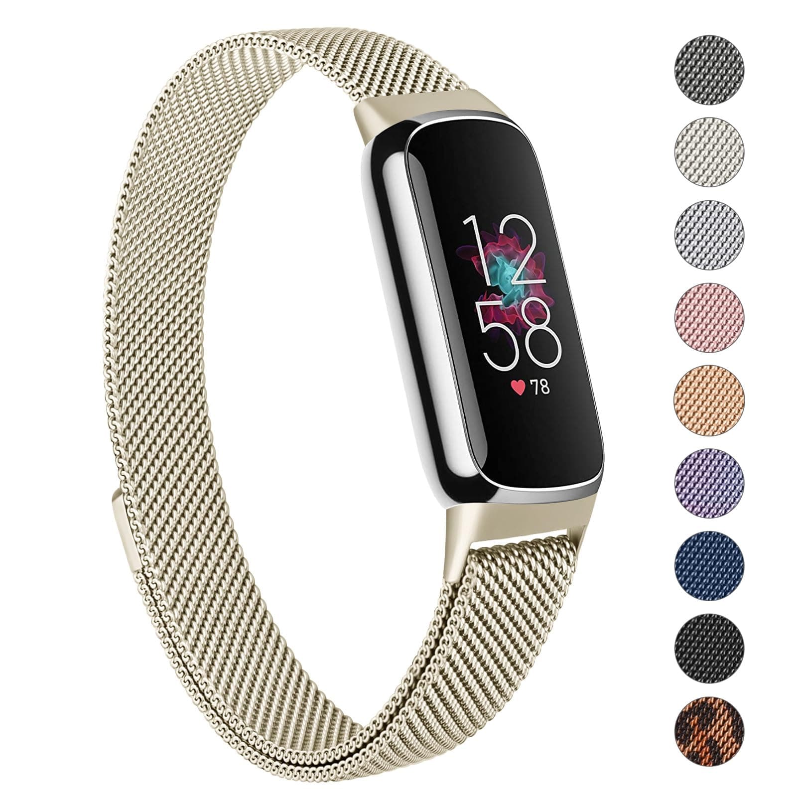 Compatible Fitbit Luxe Bands, Replacement Band, Stainless Steel, Adjustable Length, Unisex, Magnetic Clasp, Mesh, Breathable
