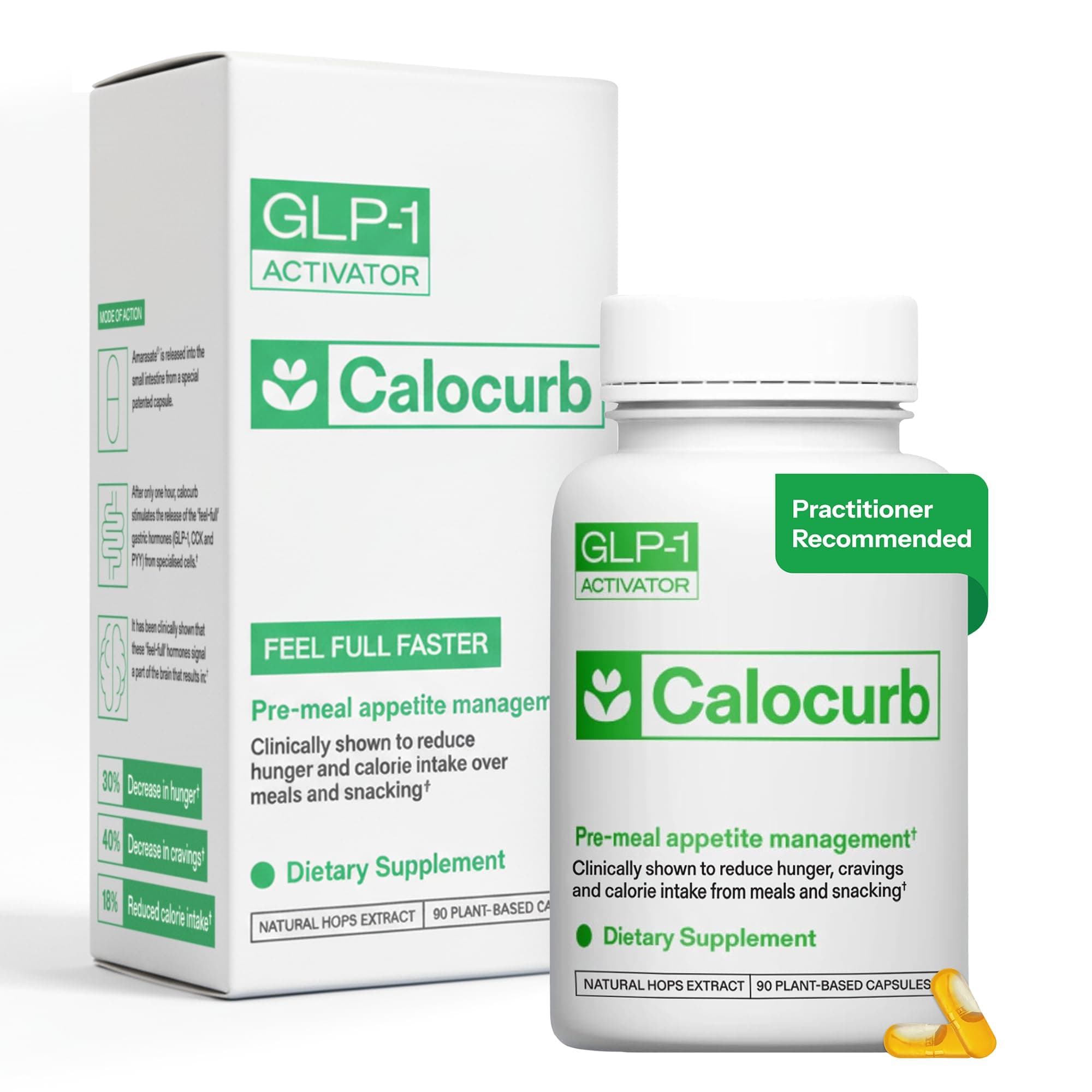 Calorie Control Supplement 6X Natural GLP-1 Support, Official & Patented Amarasate Formula, Plant Based Dietary GLP1 Supplement, Manages Appetite, Hunger & Cravings, 1 Month Average Supply, 90 Count