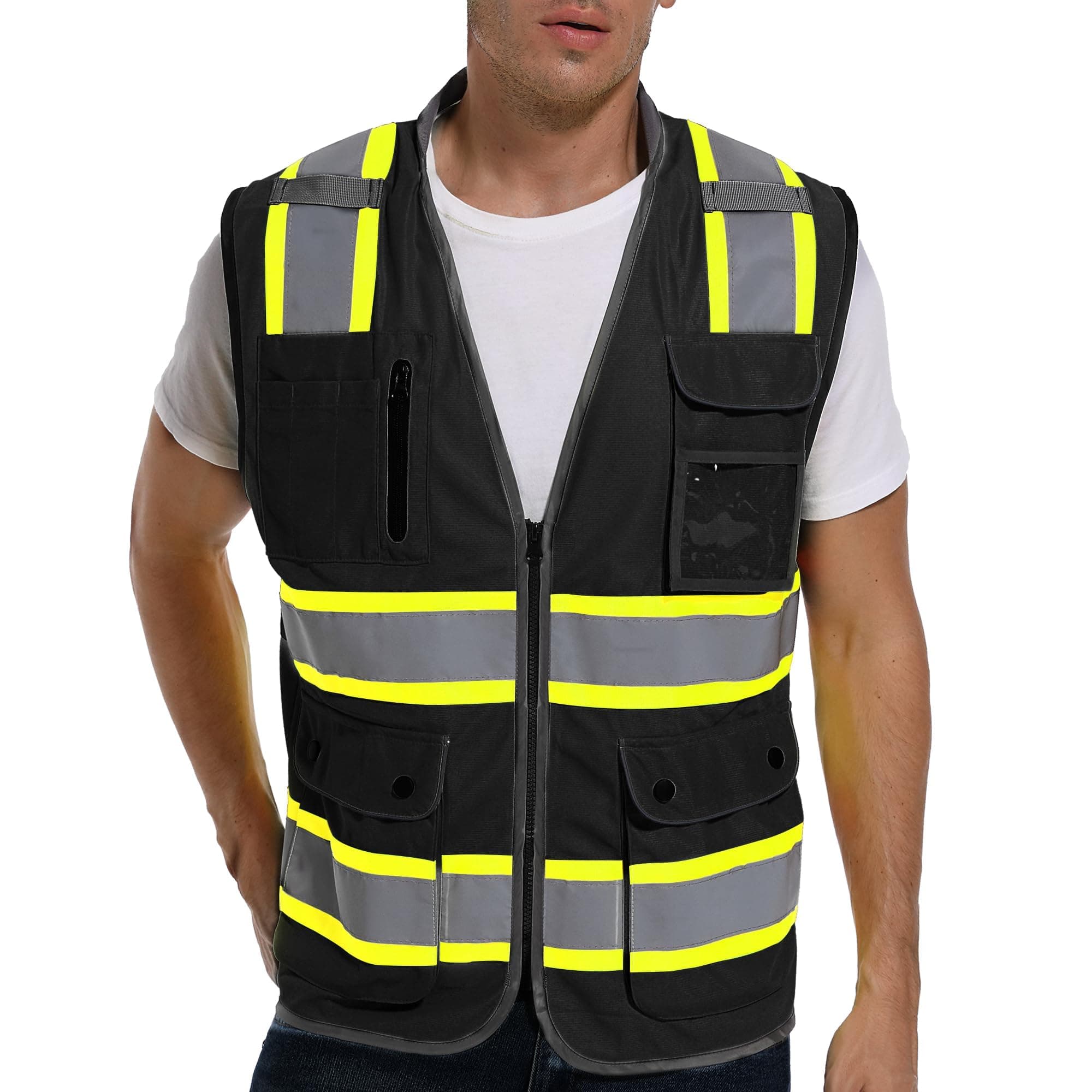 Reflective Safety Vest, High-Visibility Class 2 Work Vest with Dual Tone Reflective Strips, Small to XXX-Large