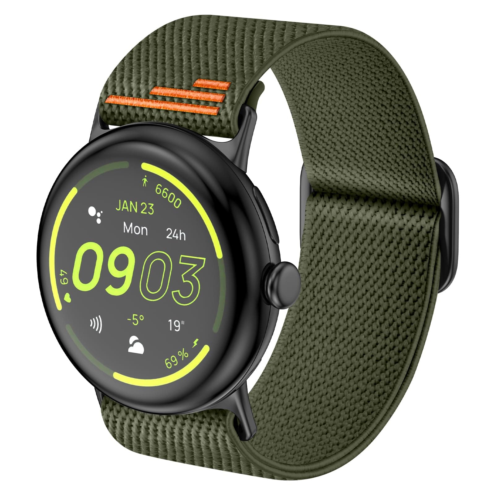 AMANECER Elastic Stretchy Nylon Band Compatible with Pixel Watch 3 45MM, Metal Connectors & Clasp Adjustable Sport Braided Solo Loop Comfortable Soft Strap for Google Smartwatch