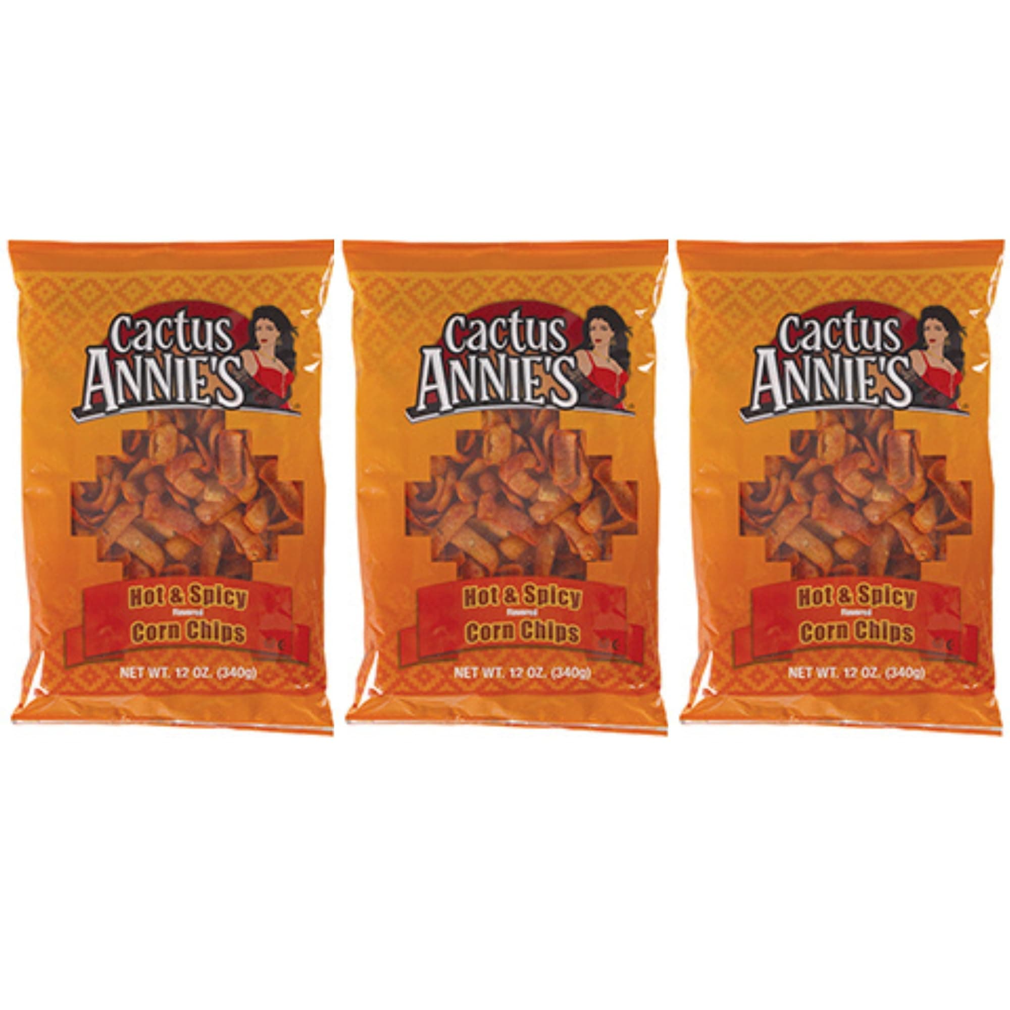 Cactus Annie's Hot & Spicy Corn Chips, 12 Ounce Bags