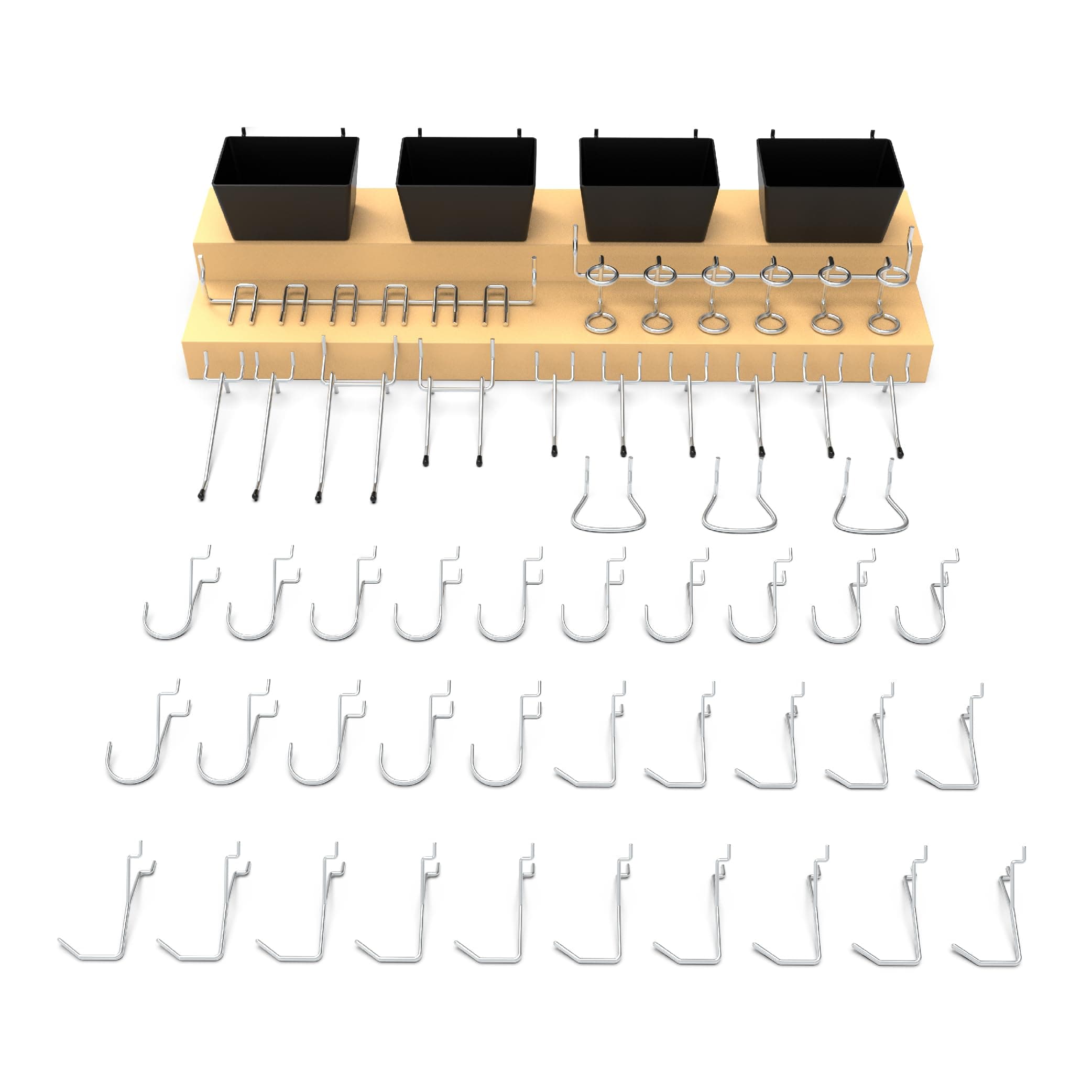 HUHOLE 49 Piece Pegboard Hooks Assortment Kit with Pegboard Bins Garage Tool Organizer Set Fits 1/8 and 1/4 Inch Peg Board Accessories for Workbench Craft Room and Kitchen Storage