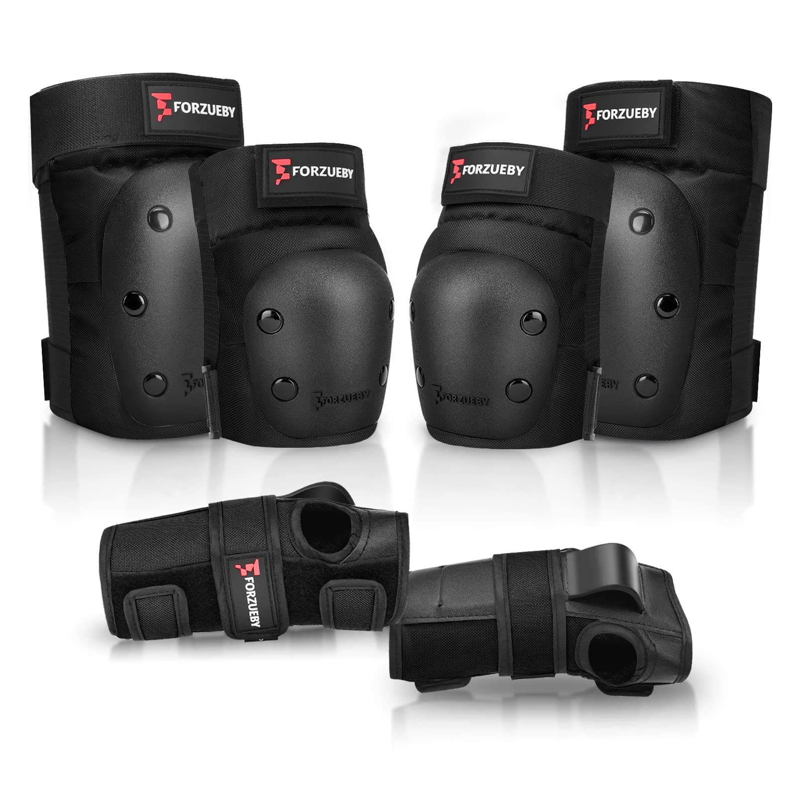 الكبار/الأطفال منصات الركبة وسادات الكوع واقيات المعصم 6 في 1 مجموعة معدات واقية للتزلج على الجليد سكوتر مضمنة BMX إلخ.