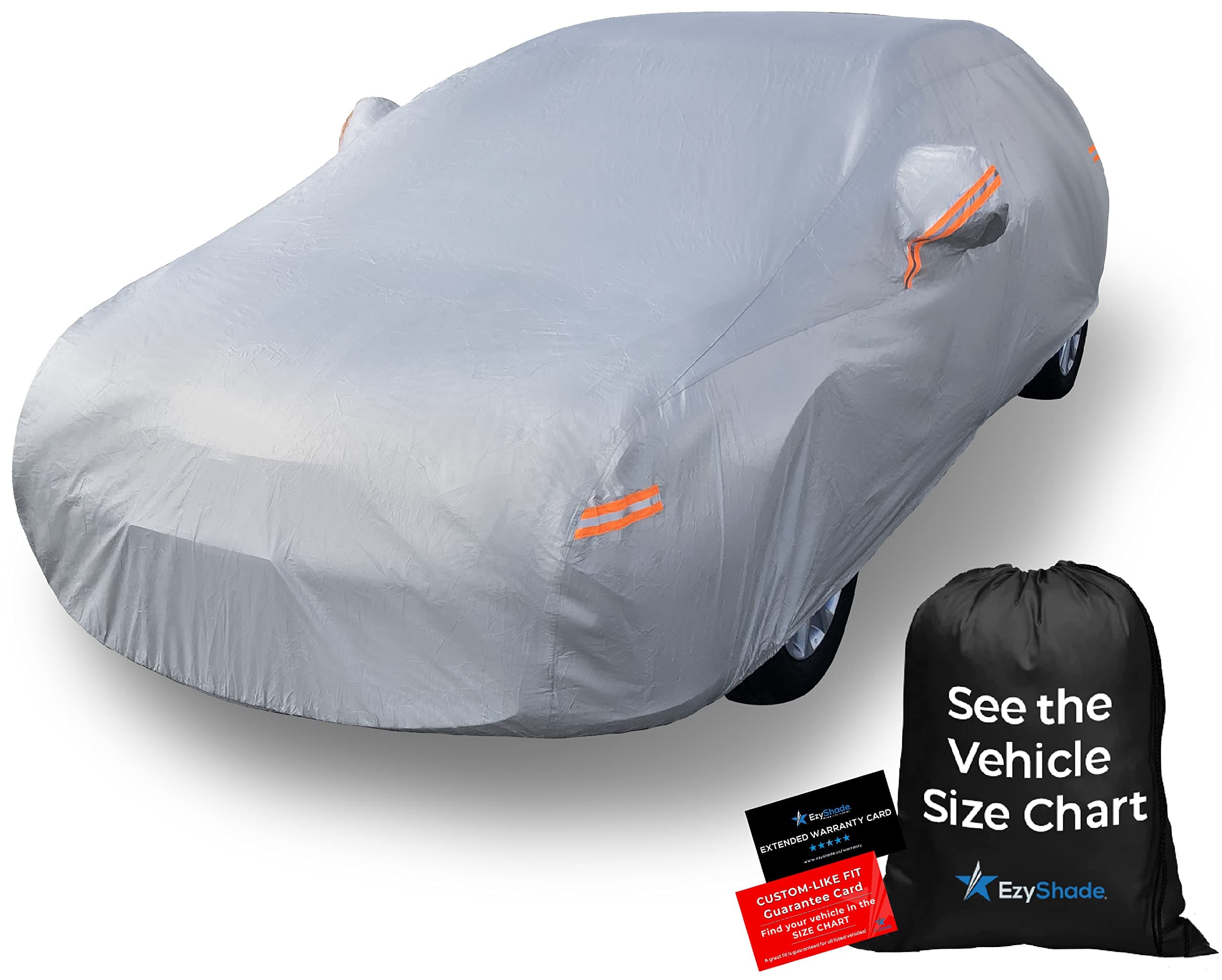 EzyShade 10-Layer Car Cover Waterproof All Weather. See Vehicle Size-Chart for Accurate Fit. Outdoor Full Exterior Covers for Automobiles Sedan Hatch SUV Rain Sun Protection